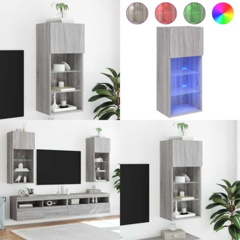 Mobile TV con Luci LED Grigio Sonoma 40,5x30x90 cm - Luci LED - Mobile TV