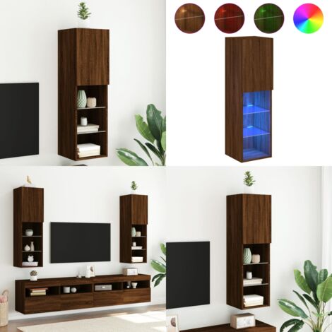 Mobile TV con Luci LED Rovere Marrone 30,5x30x102 cm - Luci LED - Mobile TV