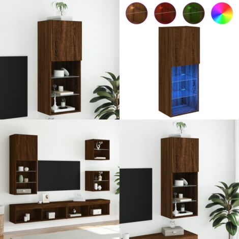 Mobile TV con Luci LED Rovere Marrone 40,5x30x102 cm - TV mobile - TV con luci LED