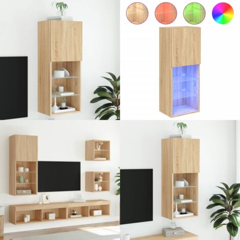 Mobile TV con Luci LED Rovere Sonoma 40,5x30x102 cm - Luci LED - Mobile TV