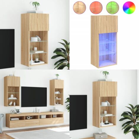 Mobile TV con Luci LED Rovere Sonoma 40,5x30x90 cm - Mobile TV con luci RGB - Mobile TV con design moderno
