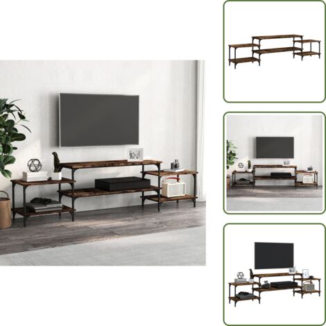 Mobile TV con piano decorativo - vidaXL Mobile Porta TV Rovere Fumo 197x35x52 cm in Legno Multistrato - Mobile TV con ripostiglio