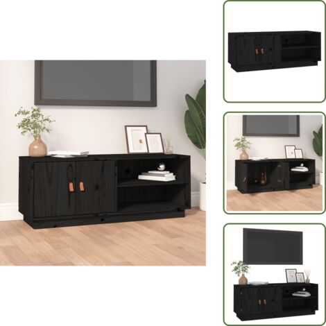 Mobile TV con piano - vidaXL Mobile Porta TV Nero 105x34x40 cm in Legno Massello di Pino - Mobile TV con spazio portaoggetti