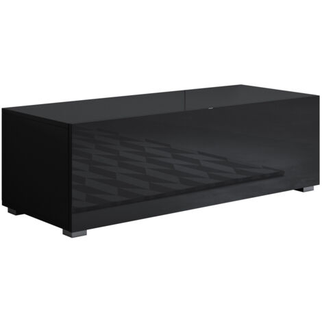 Mobile TV con Piedini 2 cm Mobile da Soggiorno Porta TV Salotto Stilo Moderno 1 Anta 100x32x40cm Modello Luke H1 Nero Finitura Lucida
