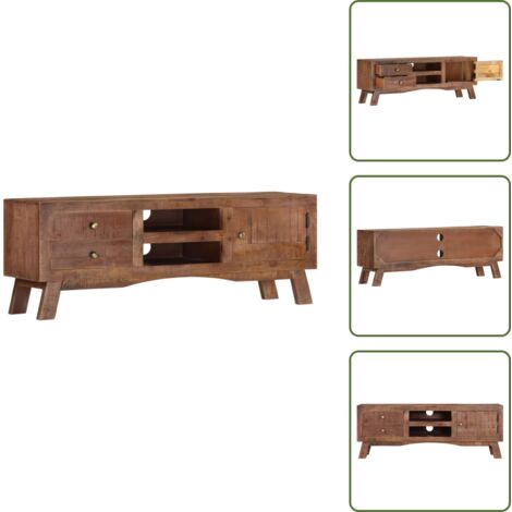 Mobile TV con ripiani - vidaXL Mobile Porta TV 110x30x40 cm in Legno di Mango Grezzo -