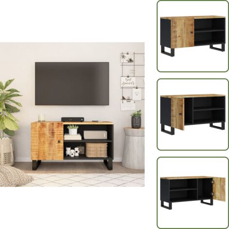 Mobile TV con ripiani - vidaXL Mobile TV 80x33x46cm Legno Massello Mango e Legno Multistrato -