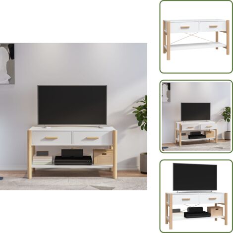 Mobile TV con ripiano - vidaXL Mobile Porta TV Bianco 82x38x45 cm in Legno Multistrato -