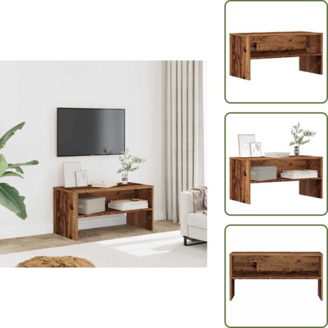 Mobile TV con ripostiglio - vidaXL Mobile Porta TV Legno Antico 80x40x40 cm in Legno Multistrato - Mobile TV con piano d'appoggio