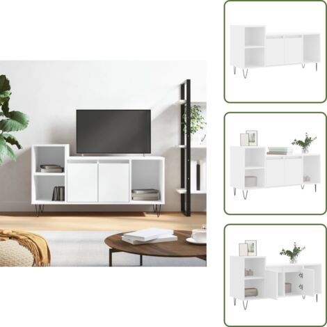 Mobile TV con scomparti - vidaXL Mobile Porta TV Bianco 100x35x55 cm in Legno Multistrato - Mobile TV con piano decorativo