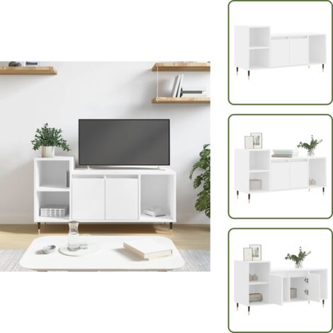 Mobile TV con scomparti - vidaXL Mobile Porta TV Bianco 100x35x55 cm in Legno Multistrato - Mobile TV con piano decorativo