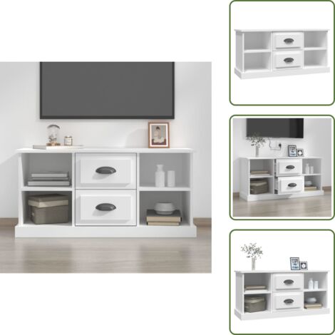 Mobile TV con scomparti - vidaXL Mobile Porta TV Bianco 99,5x35,5x48 cm in Legno Multistrato -