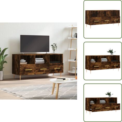 Mobile TV con scomparti - vidaXL Mobile Porta TV Rovere Fumo 102x36x50 cm in Legno Multistrato - Mobile TV in legno multistrato