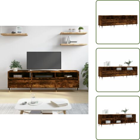 Mobile TV con scomparti - vidaXL Mobile Porta TV Rovere Fumo 150x30x44,5 cm in Legno Multistrato - Mobile TV in legno multistrato