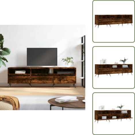 Mobile TV con scomparti - vidaXL Mobile Porta TV Rovere Fumo 150x30x44,5 cm in Legno Multistrato - Mobile TV in legno multistrato