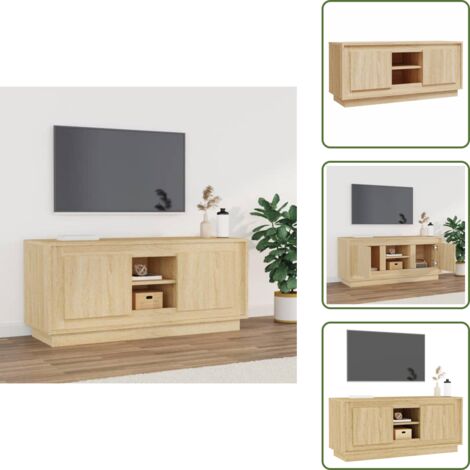 Mobile TV con scomparti - vidaXL Mobile Porta TV Rovere Sonoma 102x35x45 cm in Legno Multistrato - Mobile TV con piano decorativo