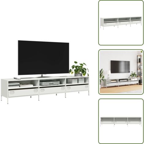 Mobile TV con scomparti - vidaXL Mobile TV Bianco 202x39x43,5 cm in Acciaio Laminato a Freddo - Mobile TV in acciaio laminato