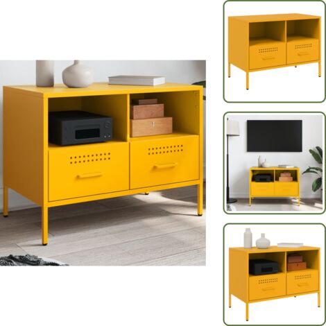 Mobile TV con scomparti - vidaXL Mobile TV Giallo Senape 68x39x50,5 cm in Acciaio - Mobile TV giallo senape