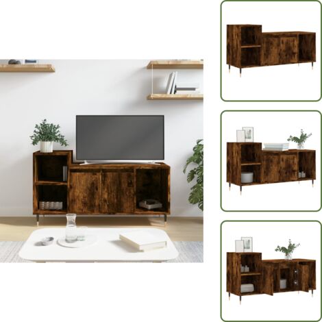 Mobile TV con scomparti - vidaXL Mobile TV Rovere Fumo 100x35x55 cm in Legno Multistrato -