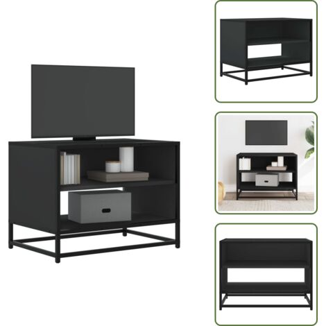 Mobile TV con Spazio Portaoggetti - vidaXL Mobile Porta TV Nero 61x40x46 cm in Truciolato e Metallo - Mobile TV con Piano d'appoggio