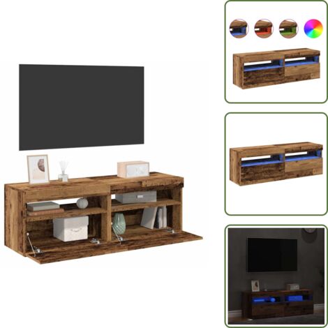 Mobile TV con Spazio Portaoggetti - vidaXL Mobili Porta TV con LED 2 pz Legno Antico in Legno Multistrato - TV Stand in Legno Antico