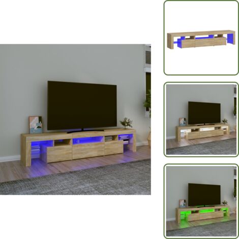 Mobile TV con supporto - vidaXL Mobile Porta TV con Luci LED Rovere Sonoma 200x36,5x40 cm - Mobile TV con spazio portaoggetti