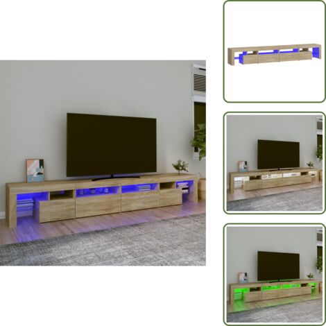 Mobile TV con supporto - vidaXL Mobile Porta TV con Luci LED Rovere Sonoma 260x36,5x40 cm - Mobile TV con spazio portaoggetti