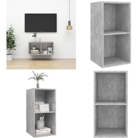 Mobile TV da Parete Grigio Cemento 37x37x72cm Legno Multistrato - Mobile da parete - Supporto TV