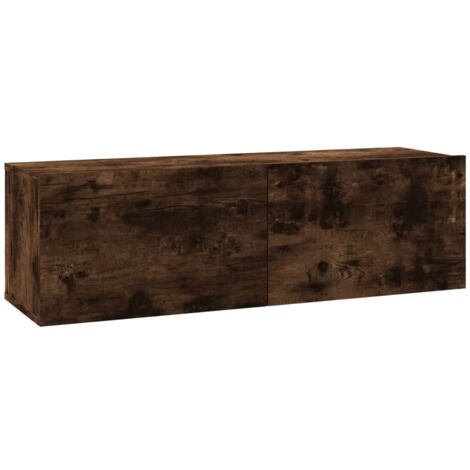 Mobile TV da parete in rovere affumicato 100 x 30 x 30 cm in derivati del legno marrone 020024279
