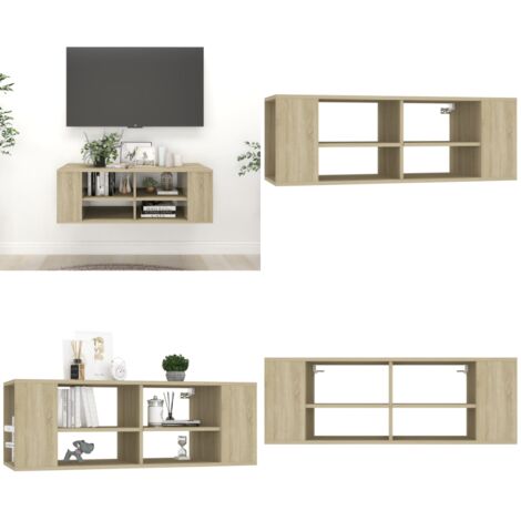 Mobile TV da Parete Rovere Sonoma 102x35x35cm Legno Multistrato - Mobile TV - Armadio TV
