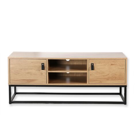 Mobile TV decorazione rovere con 2 ante e scomparto centrale L120 cm - JILL