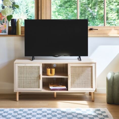 Mobile TV effetto canna e legno, 120cm