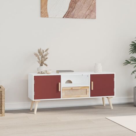 Mobile porta TV soggiorno con caminetto elettrico WOOD cm 196x40x60h Rovere