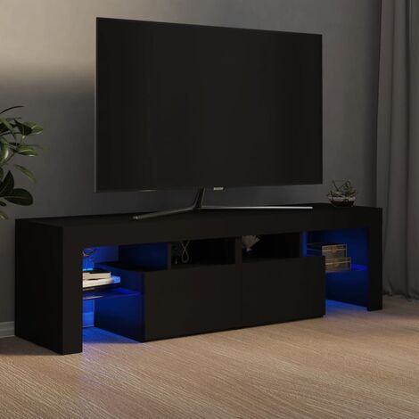 MAISONCHIC Mobile TV Elegante,Porta TV con Luci LED Nero140x36,5x40 cm -MC43017