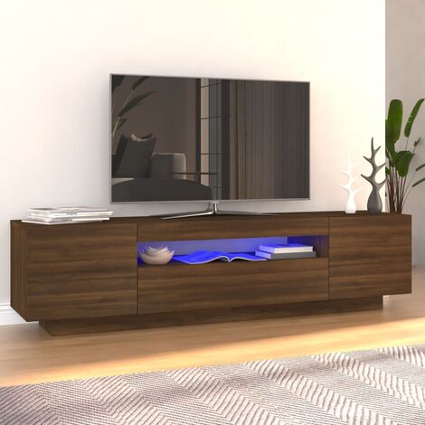 MAISON CHIC Mobile TV Elegante,Porta TV con Luci LED Rovere Marrone 160x35x40 cm -MC66431