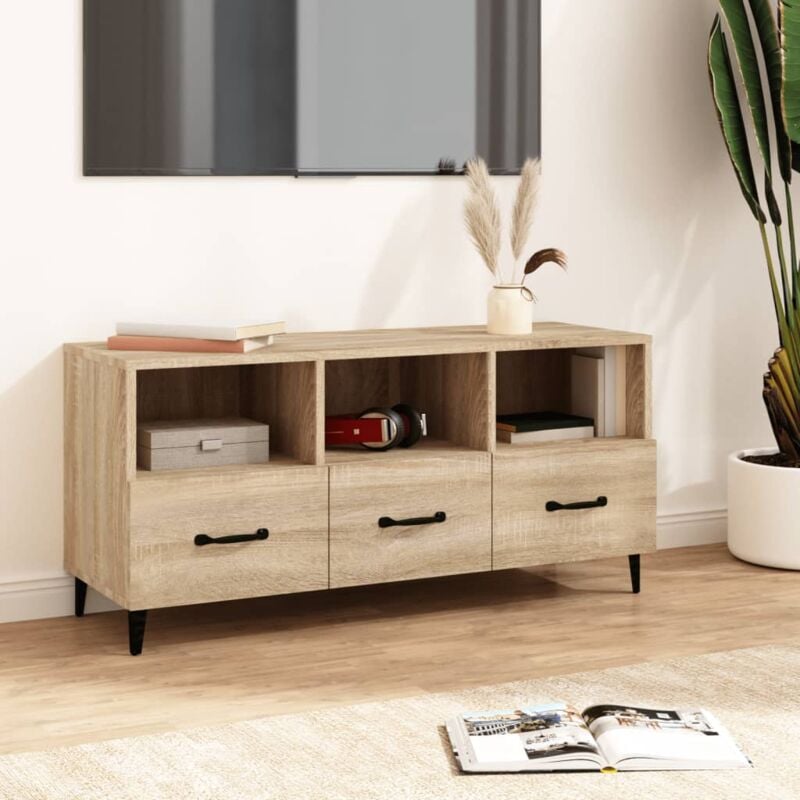 Mobile tv Elegante,Porta tv Rovere Sonoma 102x35x50 cm Legno Multistrato -MC63513