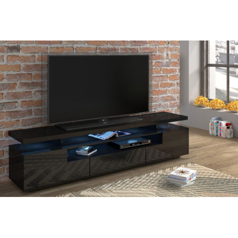Mobile TV EVA 180 cm nero lucido + LED