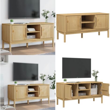 Mobile TV FLORO Marrone Cera 114x43x55 cm in Legno di Pino - Mobile TV moderno - Arredamento in legno