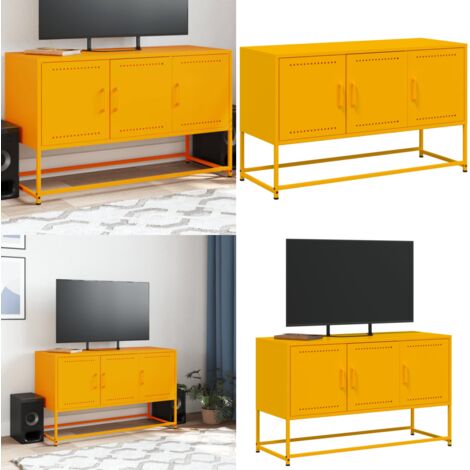 Mobile TV Giallo Senape 100,5x39x60,5 cm in Acciaio - TV in acciaio - Mobile TV industriale