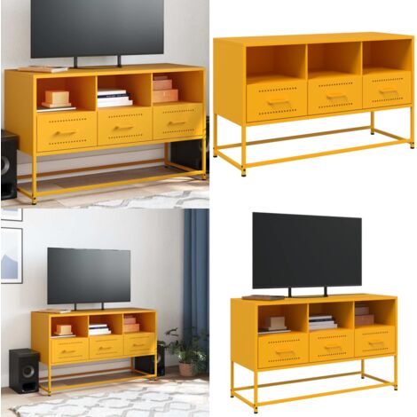 Mobile TV Giallo Senape 100,5x39x60,5 cm in Acciaio - TV in acciaio - Mobile TV industriale