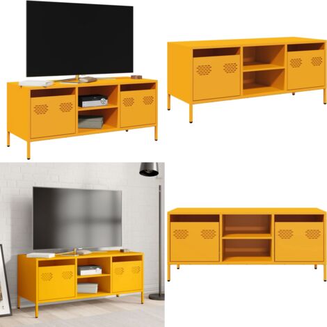 Mobile TV Giallo Senape 101,5x39x43,5 cm in Acciaio - Armadio TV - Armadio in acciaio