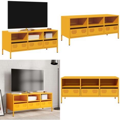 Mobile TV Giallo Senape 101,5x39x43,5 cm in Acciaio - Mobile TV industriale - Mobile TV giallo senape