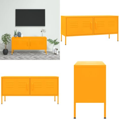 Mobile TV Giallo Senape 105x35x50 cm in Acciaio - Mobile TV - TV in acciaio