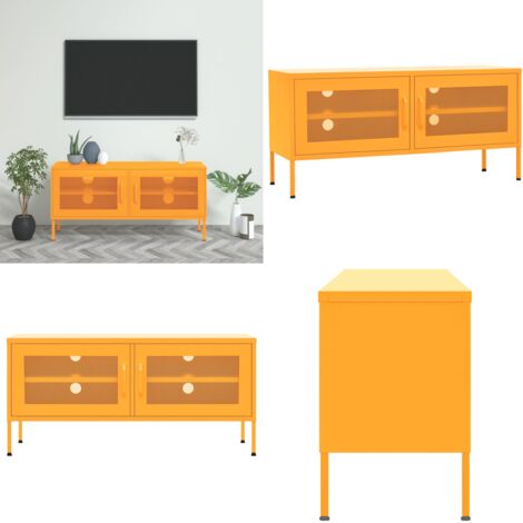 Mobile TV Giallo Senape 105x35x50 cm in Acciaio - Mobile TV - TV in acciaio