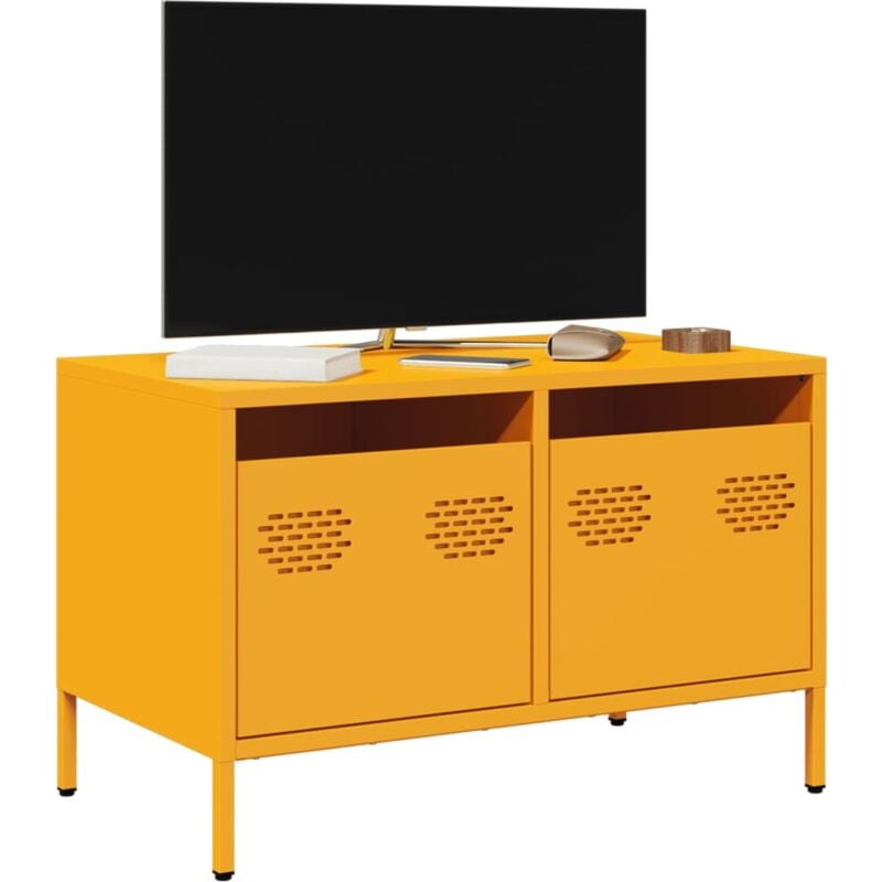 Mobile tv Giallo Senape 68x39x43,5cm Acciaio Laminato a Freddo