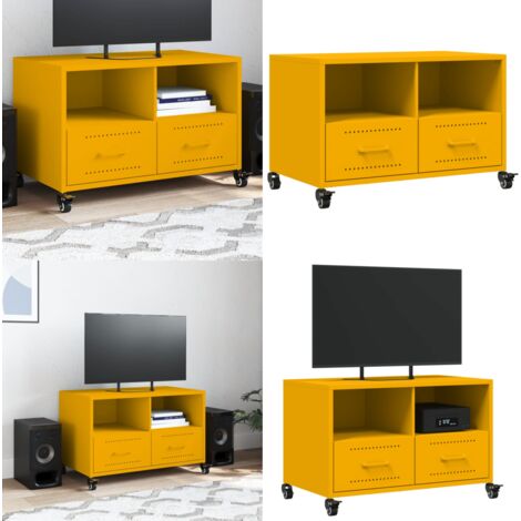 Mobile TV Giallo Senape 68x39x43,5cm Acciaio Laminato a Freddo - Armadio TV - Armadio da salotto