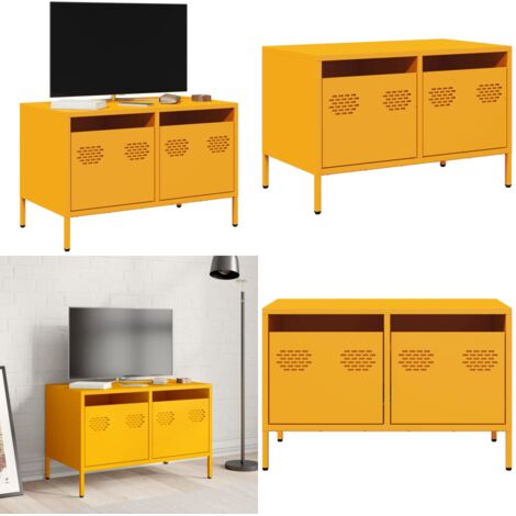 Mobile TV Giallo Senape 68x39x43,5cm Acciaio Laminato a Freddo - Mobile TV - Mobile TV in acciaio
