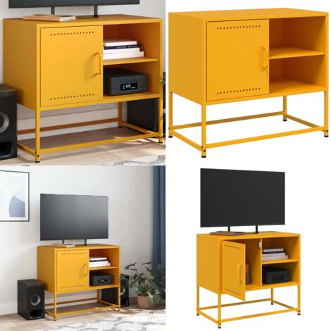 Mobile TV Giallo Senape 68x39x60,5 cm in Acciaio - TV in acciaio - Mobile TV industriale