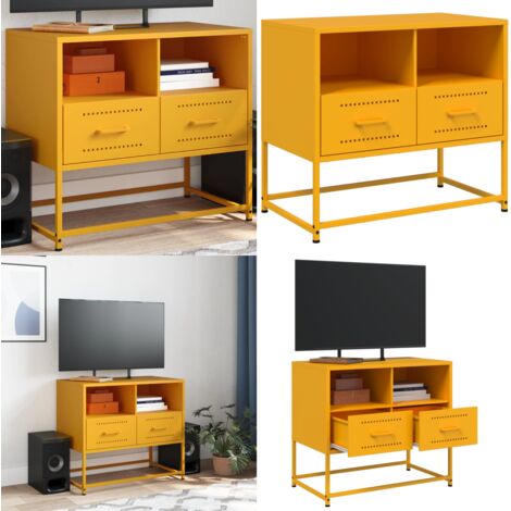 Mobile TV Giallo Senape 68x39x60,5 cm in Acciaio - TV in acciaio - Mobile TV industriale