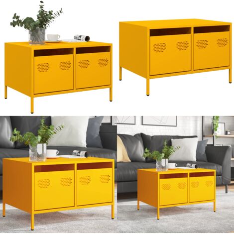 Mobile TV Giallo Senape 68x50x43,5 cm Acciaio Laminato a Freddo - Mobile TV - Mobile TV in acciaio