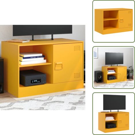 Mobile TV giallo senape - vidaXL Mobili TV 2 pz Giallo Senape 67x39x44 cm in Acciaio - Mobile TV con maniglia